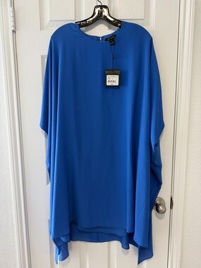 NWT ST. JOHN LUXURY ROYAL BLUE LINED KAFTAN STYLE DRESS SIZE SMALL